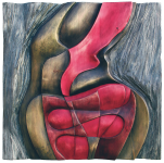2005, Kiefer, geschnitzt, gebeizt, 50 x 50 cm